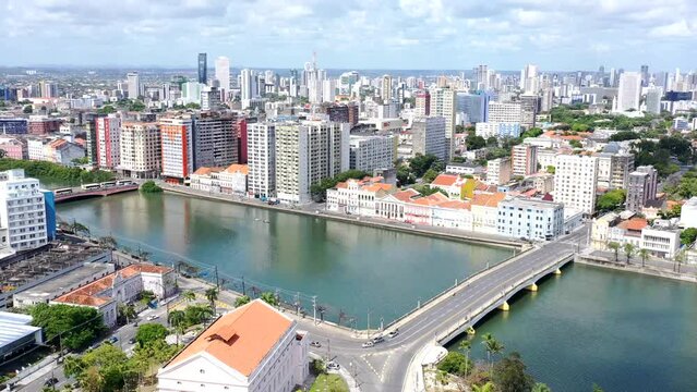 Rua da Aurora do Recife Visto de Cima com Drone 4k - Pernambuco - Nordeste - Brasil