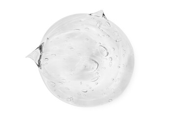 A large smear or drop of a transparent gel, serum. On an empty transparent background.