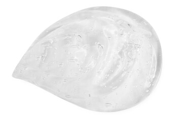 A large smear or drop of a transparent gel, serum. On an empty transparent background.