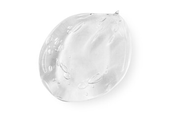 A large smear or drop of a transparent gel, serum. On an empty transparent background.