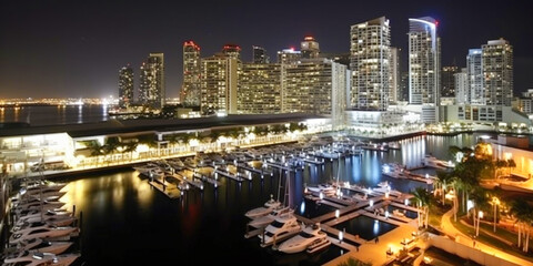 Naklejka premium Miami panoramic view USA - Generative AI