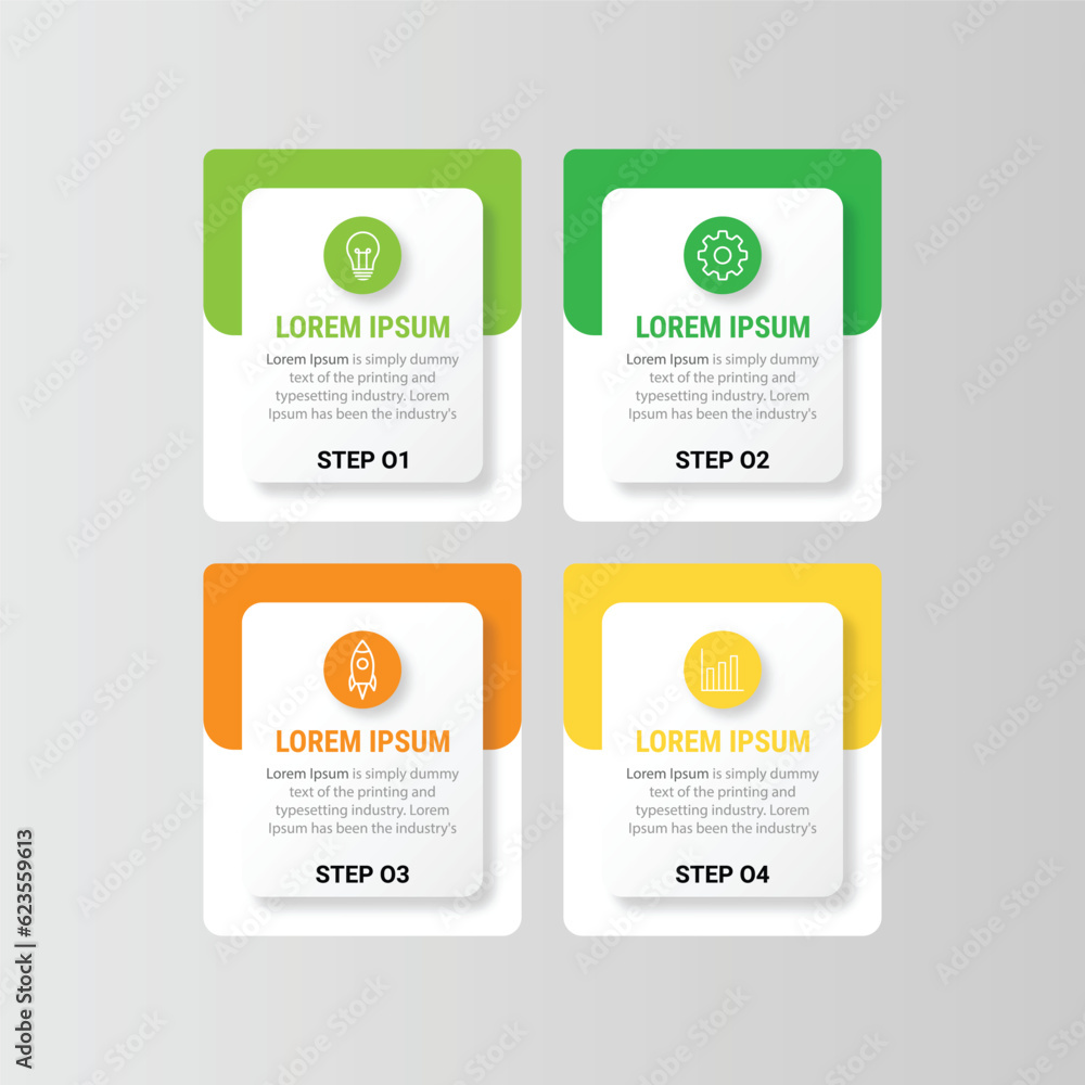 Poster vector 4 options and steps infographics template design. business data visualization timeline templa