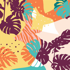 Fototapeta na wymiar Tropical floral abstract pattern colorfull for background