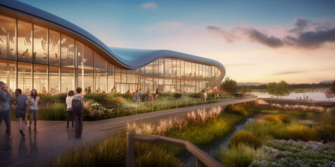 Bio architecture. Gardens and buildings - Generative AI
