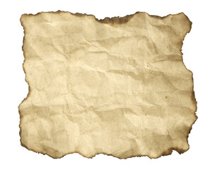 Old paper with burned edges isolated with clipping path for mockup