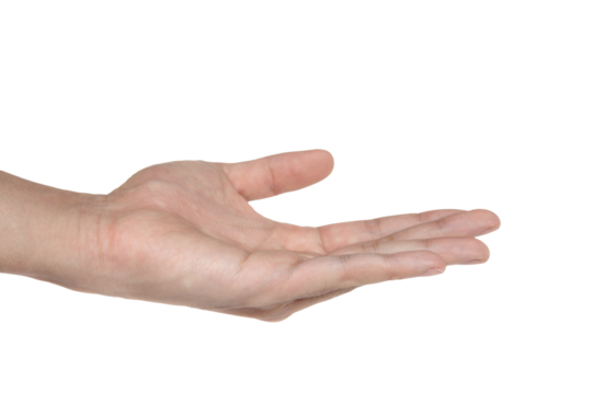 Empty hand isolated with clipping path