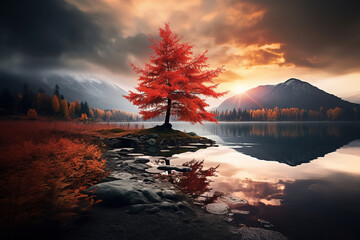 beautiful and inspiring autumn landscape, generative ai 