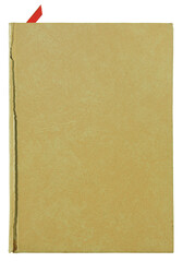 brown old leather book cover isolated with clipping path for mockup