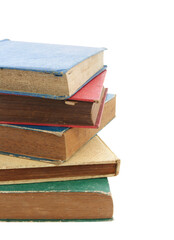 Pile of old books isolated with clipping path for mockup