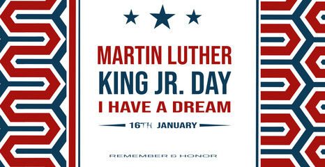 Martin Luther King, Jr. day. Celebrated annual in United States in January, federal holiday. African American Rights Fighter. Patriotic american elements. Poster, card, banner, background