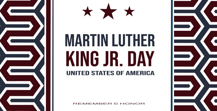 Martin Luther King, Jr. day. Celebrated annual in United States in January, federal holiday. African American Rights Fighter. Patriotic american elements. Poster, card, banner, background
