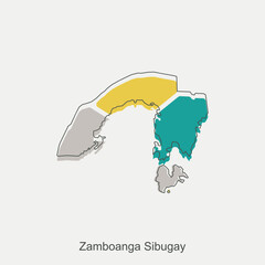 Map of Zamboanga Sibugay colorful modern geometric vector design, World map country vector illustration template