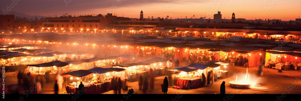 Sticker Marrakesh panoramic view Morocco - Generative AI