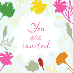 Naklejka premium Hand drawn invitation card with plant parts
