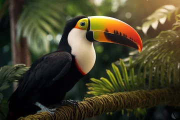 Crédence de cuisine en verre imprimé Toucan Beautiful and colorful toucan bird in the forest