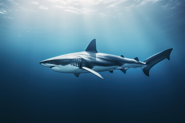 Obraz premium Shark swimming and roaming the ocean