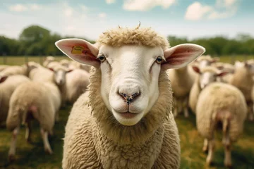 Foto op Canvas Beautiful sheep animal on a farrm © Jeremy