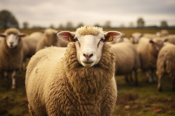 Fototapeta premium Beautiful sheep animal on a farrm