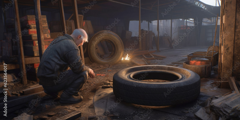 Poster fixing a damaged vehicle - generative ai