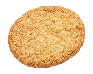 One oatmeal cookie isolated on white background