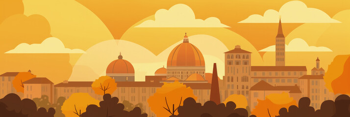 Florence city panorama, urban landscape with modern buildings. Business travel and travelling of landmarks - Generative AI