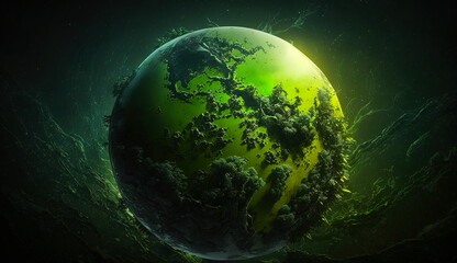 Concept art on the theme of environmental protection with earth, trees and nature.Generative AI