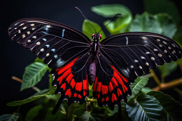 Fototapeta na wymiar Beautiful black butterfly monarch