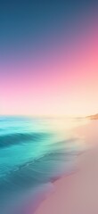 Fototapeta na wymiar Fondo de una playa con colores pastel. Apropiado como fondo de pantalla para móvil.