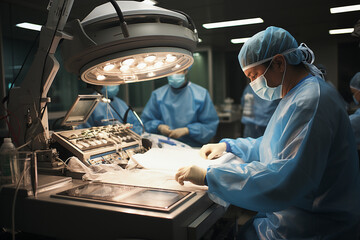 surgeons working on a machine