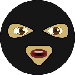 Emoji masked bandit icon illustration