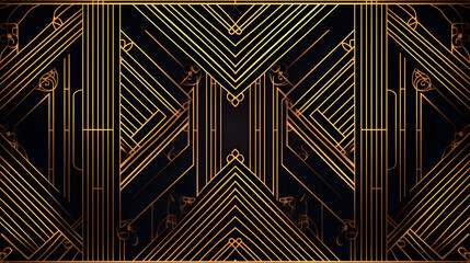 Vector abstract art deco luxury pattern, golden vintage artistic background with geometric shapes,...