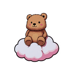 Cute bear sitting on clouds
