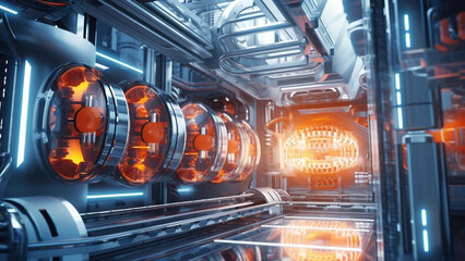 Obraz premium concept of future artificial intelligence industry automotive robotic digital technology manufacturing factory visual digitization 