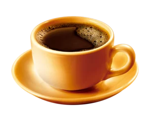 Fototapete Rund xícara colorida com café expresso com espuma isolado em fundo transparente © Pic_It