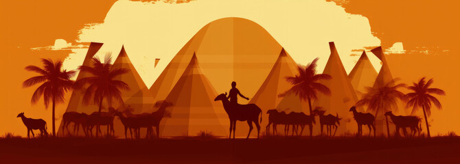 Sudan Landmarks Skyline Silhouette Style, Colorful, Cityscape, Travel and Tourist Attraction - Generative AI