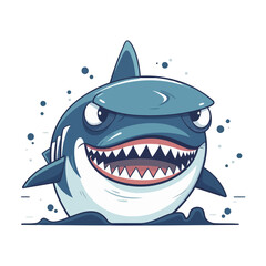 Angry blue shark logo icon. Image of angry shark isolated on white.