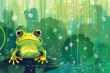 green frog on a leaf