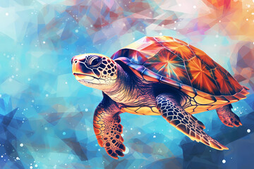 turtle swimming in sunny water