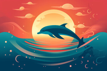 dolphin and the moon