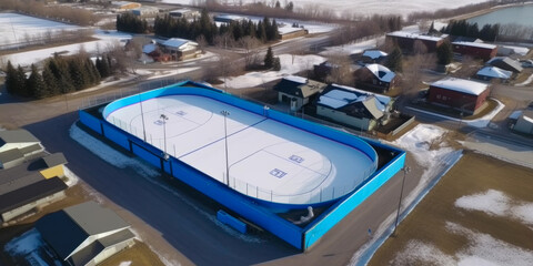Aerial view of a ice hockey stadium - Generative AI