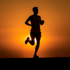 Fototapeta na wymiar Running into the Sunrise - A Symbol of Endurance and Determination