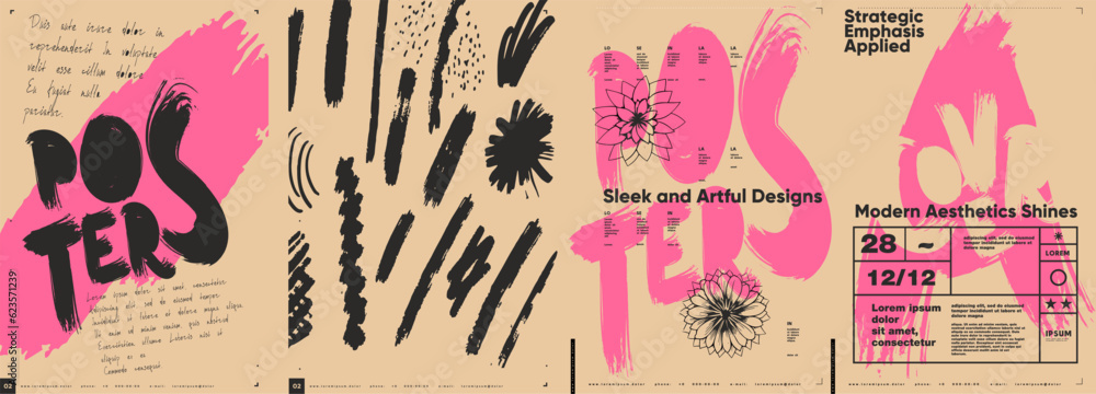 Fototapete typographic design and minimalistic background elements. a set of vector elements for designing post