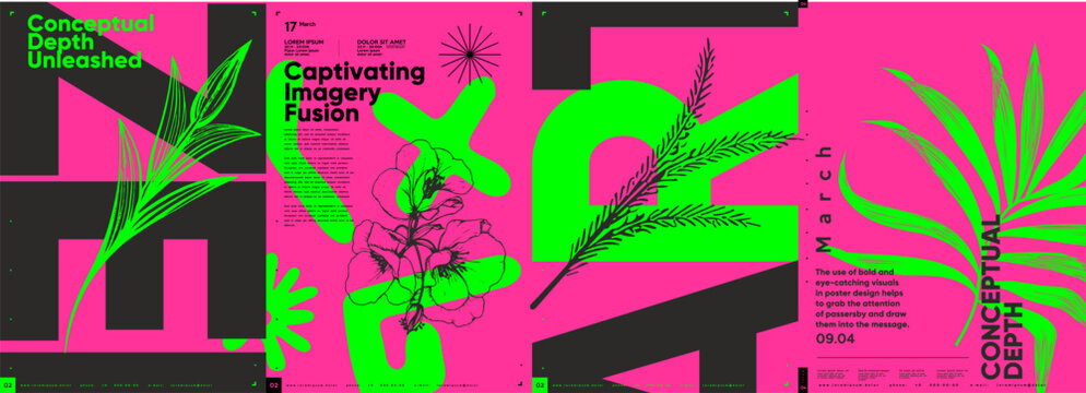 Typographic design and minimalistic background elements. A set of vector elements for designing posters, labels, banners.  Brochure template layout. Modern vector graphics.