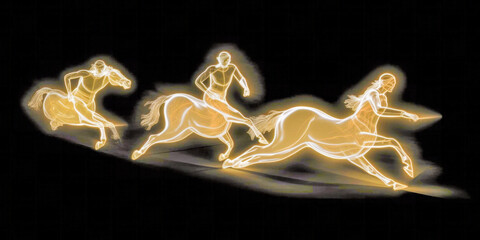 Horse racing game neon lights - Generative AI