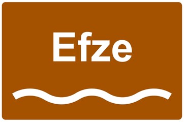 Illustration eines Flussnamenschildes des Flusses "Efze"	