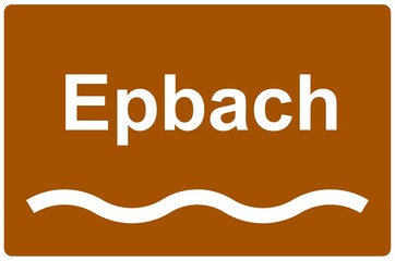 Illustration eines Flussnamenschildes des Flusses 