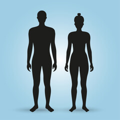 Silhouettes of man and woman in vector illustration 
