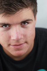 Fototapeta premium Teenage Boy Close Up White Background
