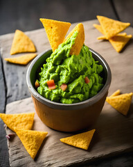 Delicious Fresh Mexican Food Guacamole. Generative AI.
