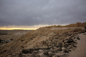 Fototapeta na wymiar Ruins of an ancient city in the Negev desert